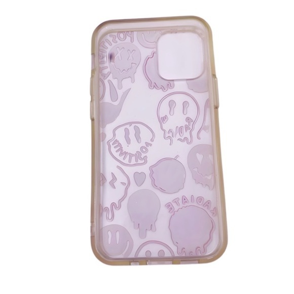 Smile With Pink Dripping Positivity: Clear Case w Radiant Faces iPhone 12 Mini - Picture 2 of 2